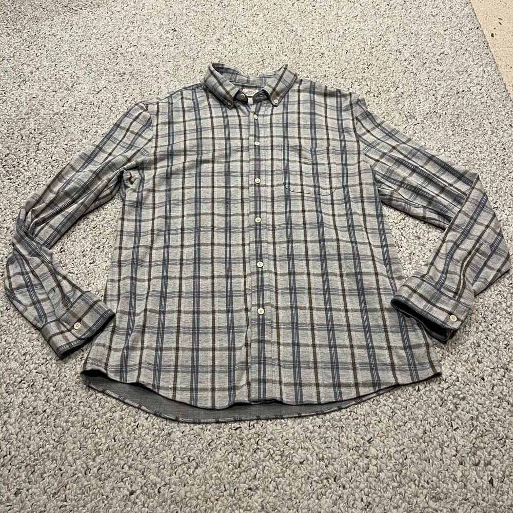 Faherty Coastline Knit Shirt XL Plaid Button Down Soft Outdoor Coastal Casual